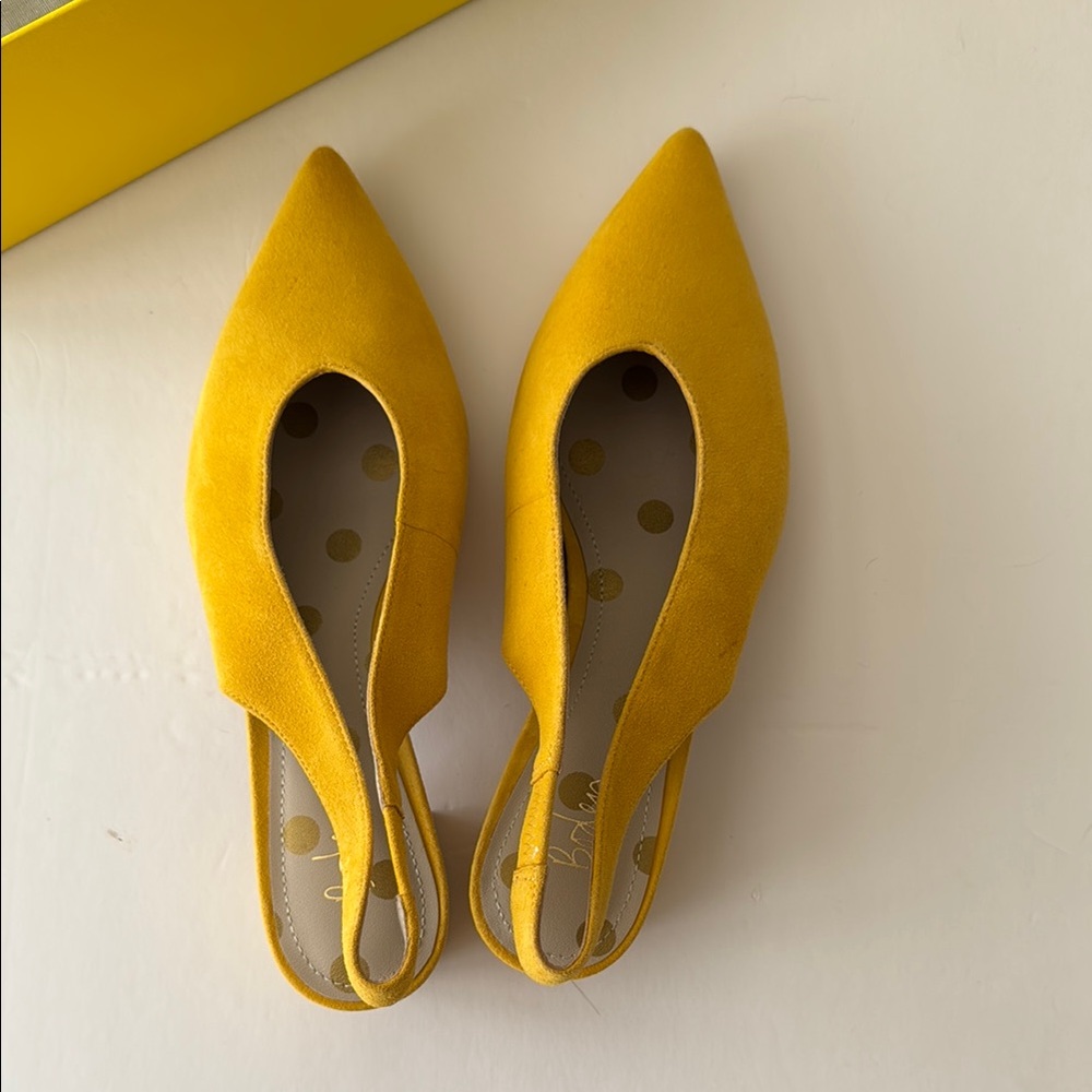 Boden Mustard Yellow Suede Slingback Block Heels Size 9 (40) - Picture 4 of 11
